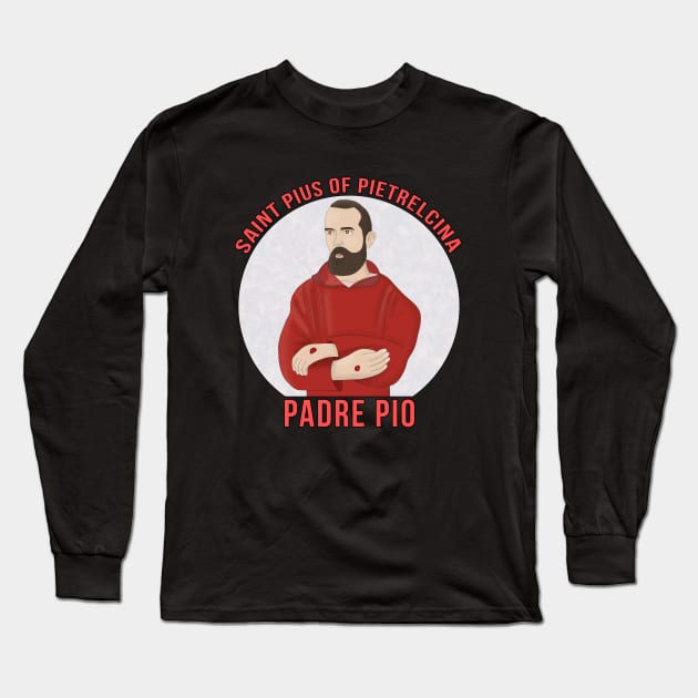 Saint Padre Pio Long Sleeve T-Shirt by DiegoCarvalho